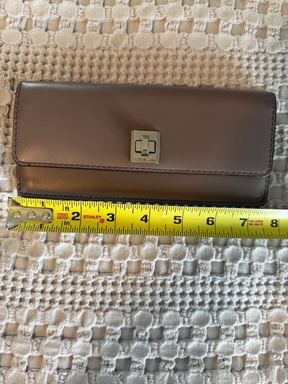Michael Kors Taupe Leather Wallet with Turn-Lock Closure
